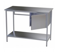 Стол медицинский инструментальный из нержавеющей стали Э-1180/590/1-ПТП с подвесной тумбой и полкой