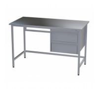 Стол медицинский инструментальный из нержавеющей стали Э-1180/590-ЯП2 с двумя подвесными ящиками