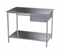Стол медицинский инструментальны1 из нержавеющей стали Э-1180/750/1-ПЯП с одним подвесным ящиком и полкой