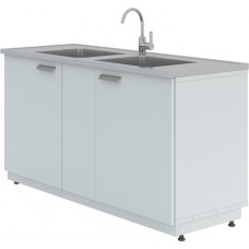 Мойка лабораторная металлическая ЛК-1200 СМС-Г (2 раковины, 1 смеситель)